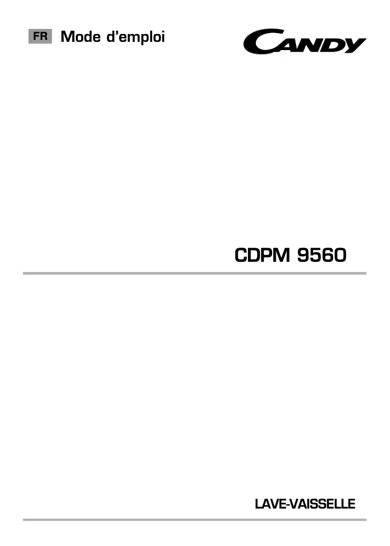 Page 1 de la notice Manuel utilisateur Candy CDPM 9560