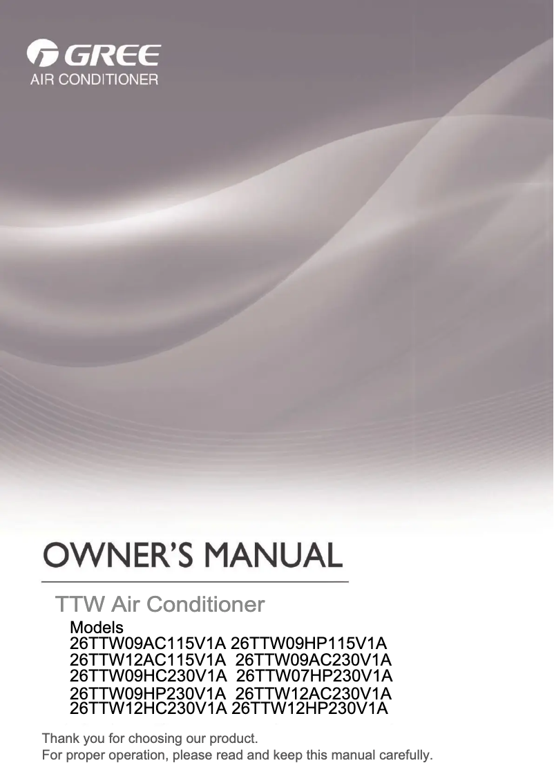 Imagen de la primera página del manual del dispositivo 26TTW09HC230V1A