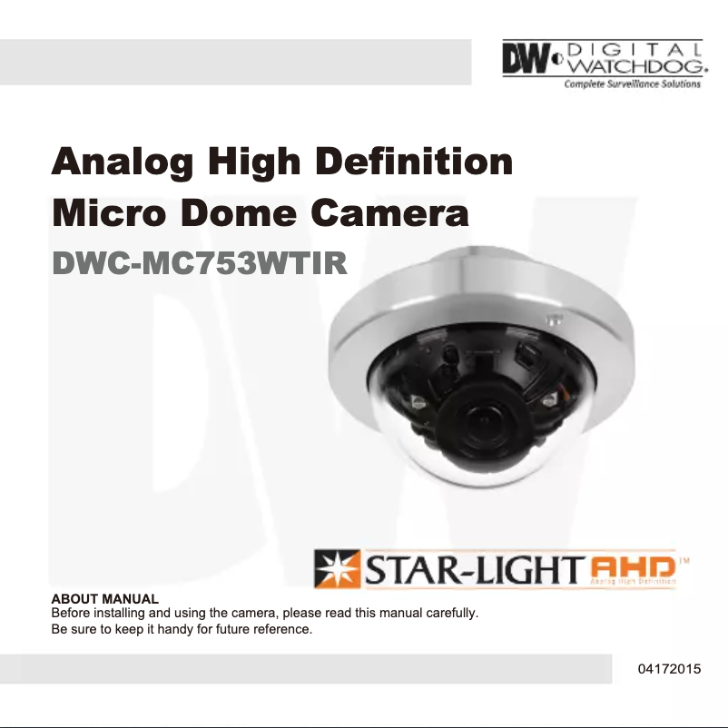 Page 1 de la notice Manuel utilisateur Digital Watchdog Star-Light AHD DWC-MC753WTIR