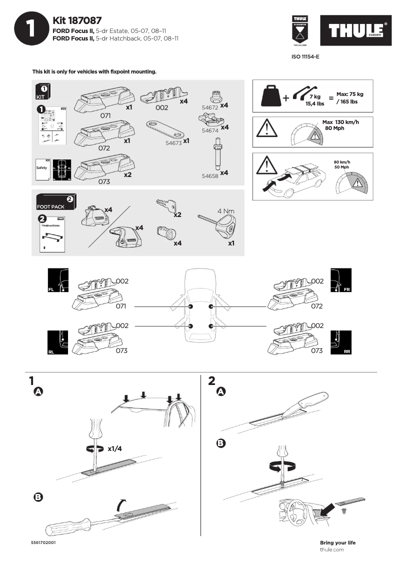 Page n°1 - Manuel utilisateur Thule Kit 187087