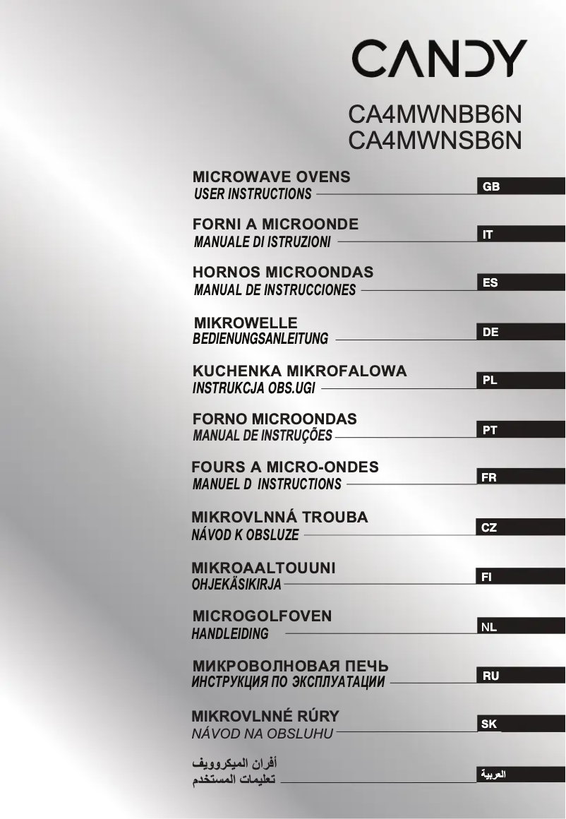 Page n°1 - Manuel utilisateur Candy CA4MWNSB6N