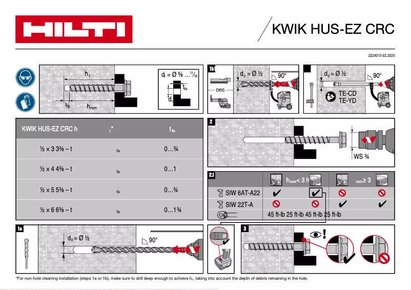 Page 1 de la notice Manuel utilisateur Hilti KH-EZ CRC