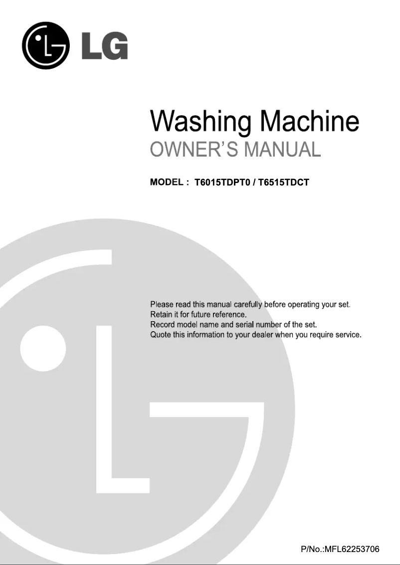 Page n°1 - Manuel utilisateur LG T6015TDPT0