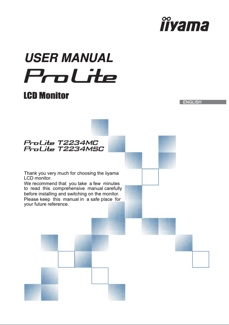 Page 1 de la notice Manuel utilisateur Iiyama ProLite T2234MSC-B5X