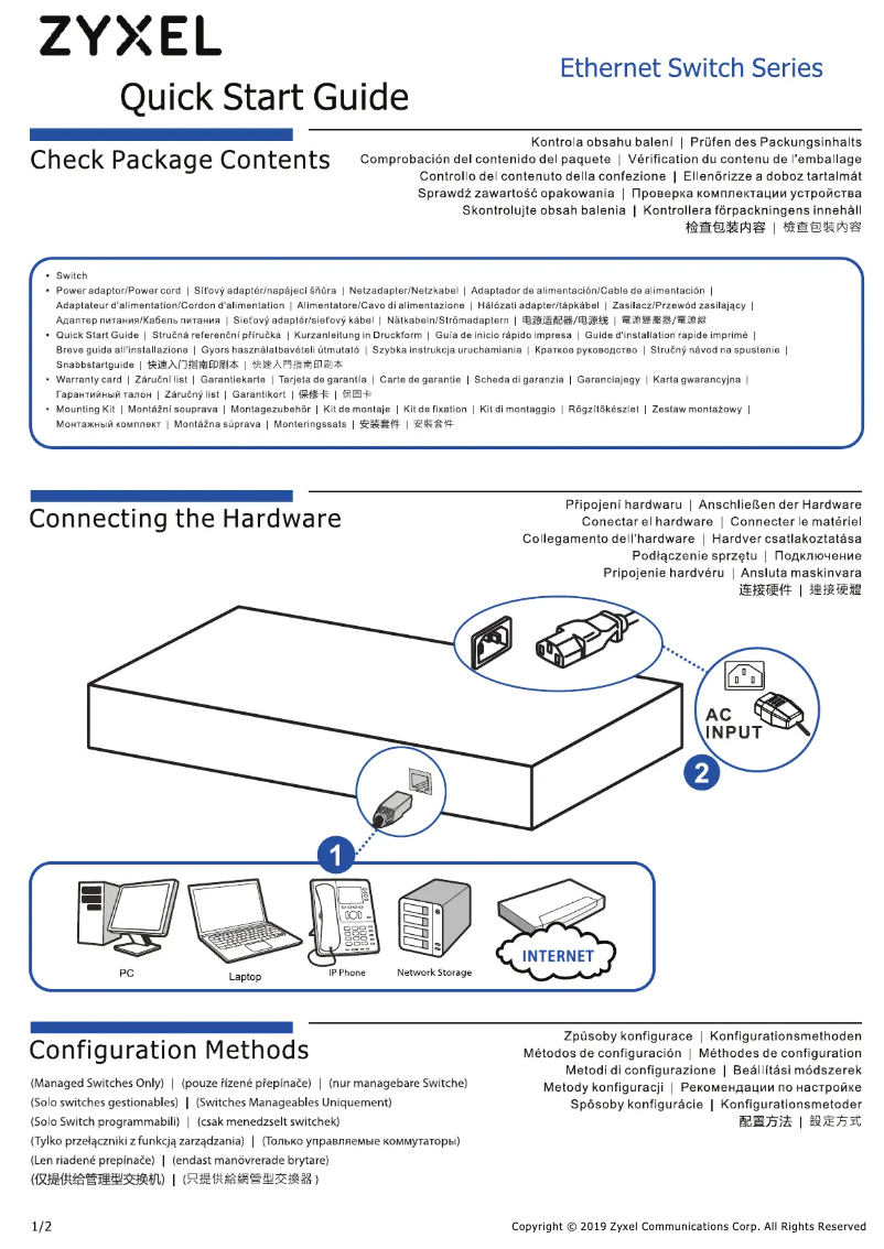 Page 1 de la notice Guide de démarrage rapide ZyXEL XGS2210-52