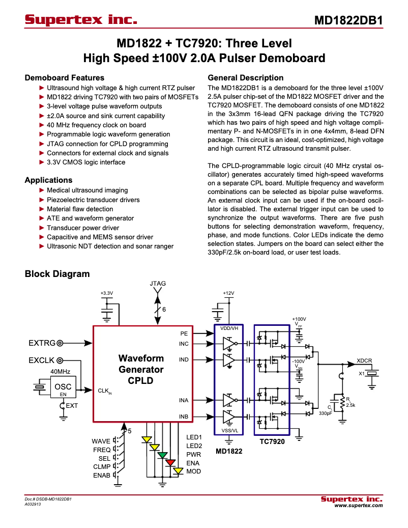 Page 1 de la notice Manuel utilisateur Microchip MD1822DB1