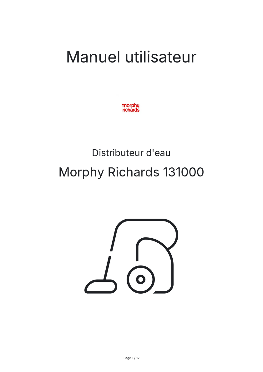 Page n°1 - Manuel utilisateur Morphy Richards 131000