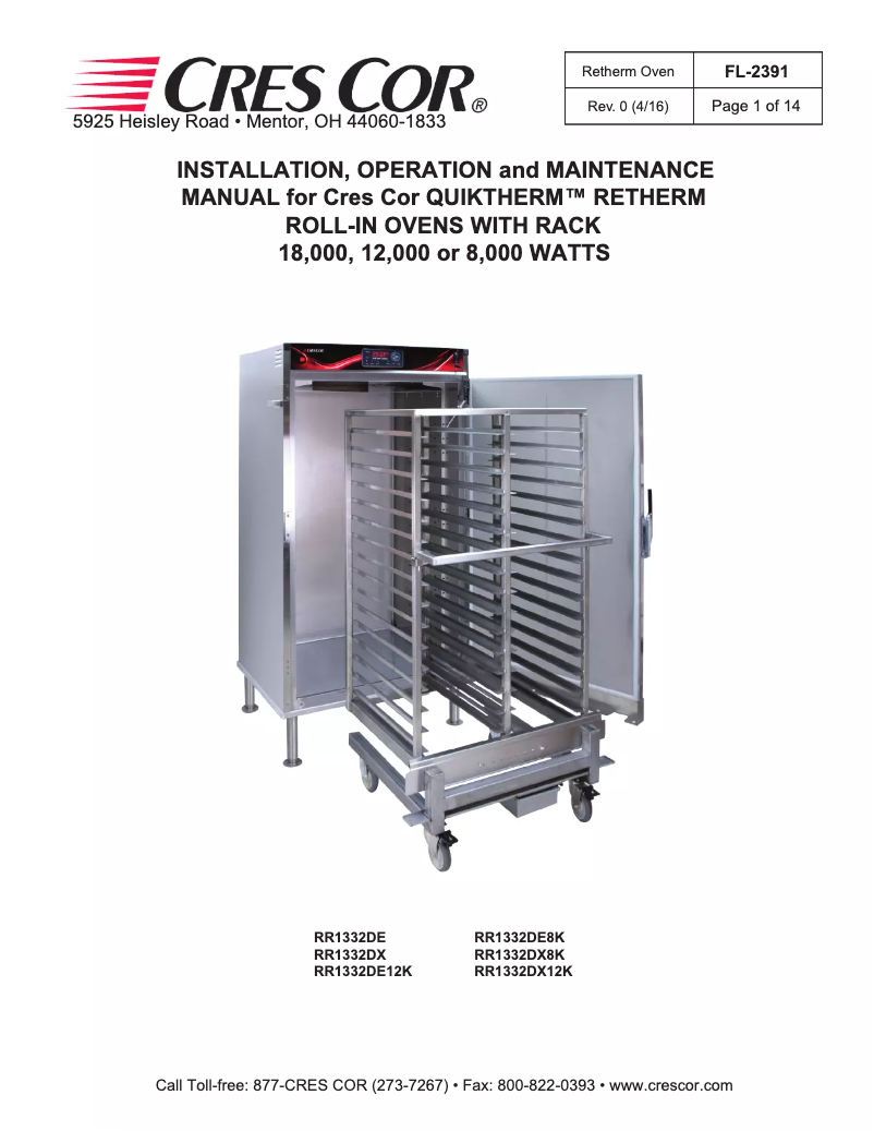 Page n°1 - Manuel utilisateur Cres Cor RR1332DX