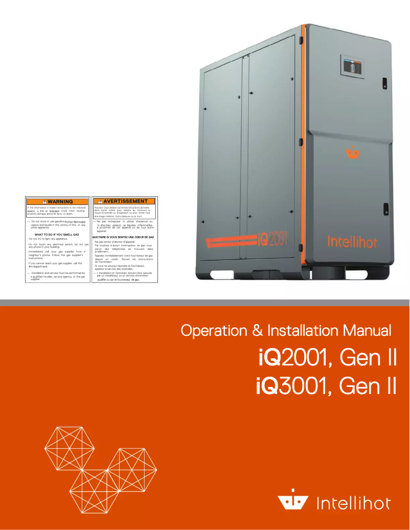 Page 1 de la notice Manuel utilisateur Intellihot iQ2001 Gen II