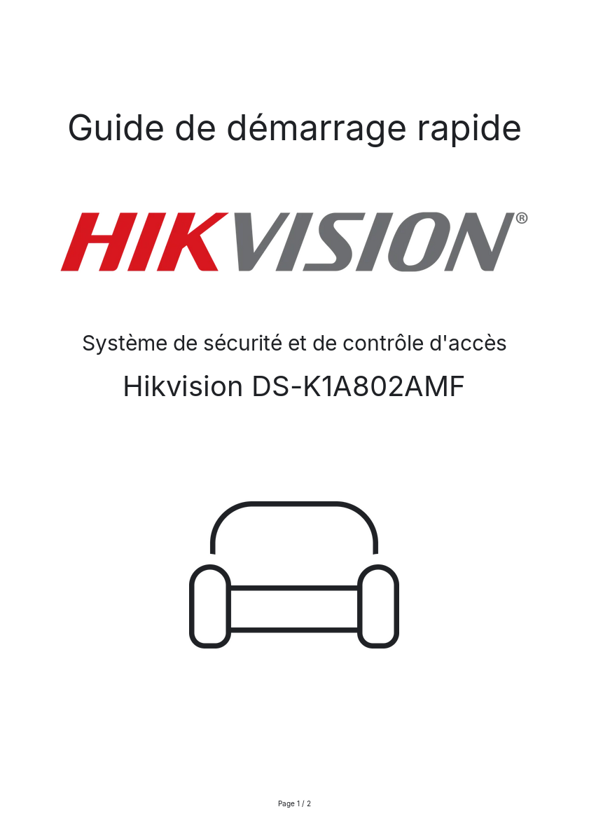 Image de la première page du manuel de l'appareil DS-K1A802AMF