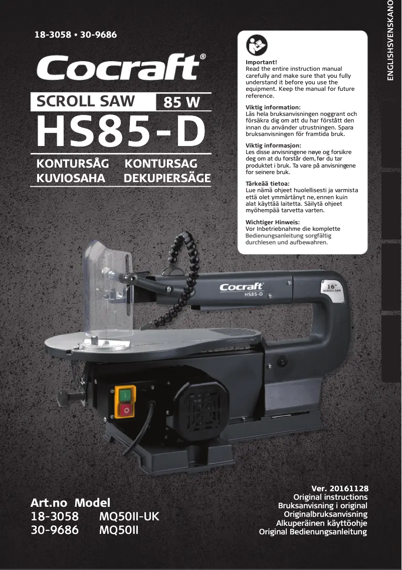 Page 1 de la notice Manuel utilisateur Cocraft HS85-D