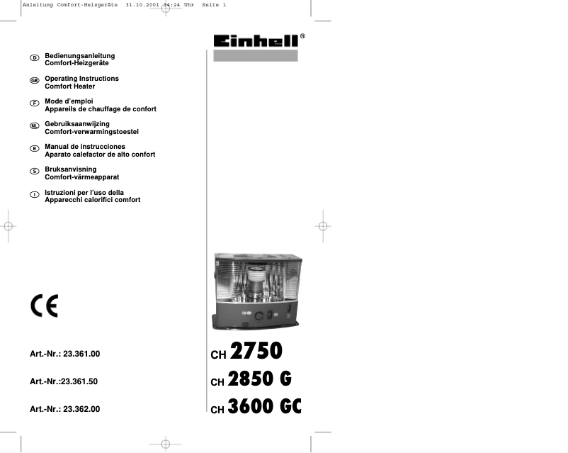 Image de la première page du manuel de l'appareil CH 3600 GC