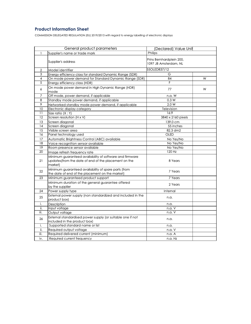 First page image of the manual for 65OLED887