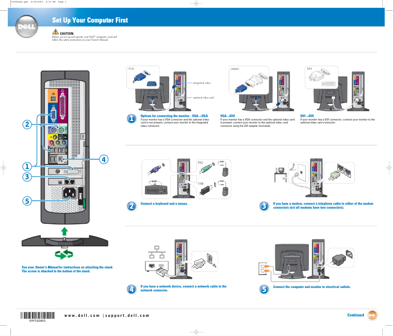 Page 1 de la notice Guide d'installation Dell Dimension 4600C