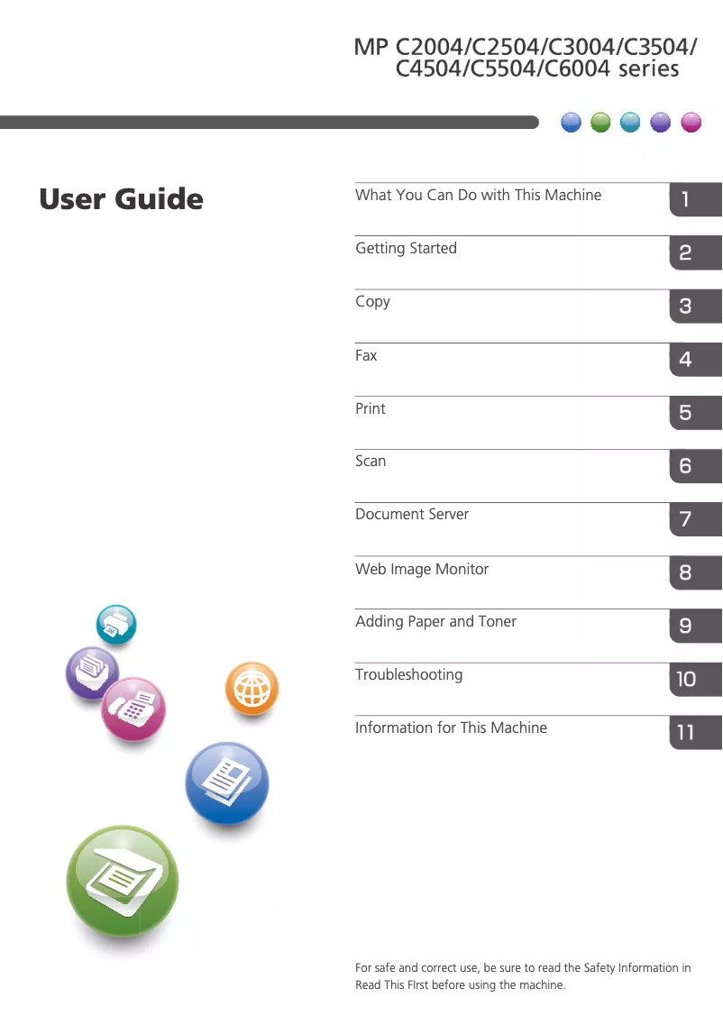 First page image of the manual for MP C4504ASP