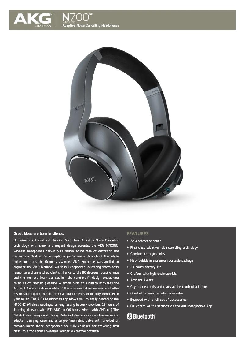 Page n°1 - Fiche technique AKG N700NC Wireless