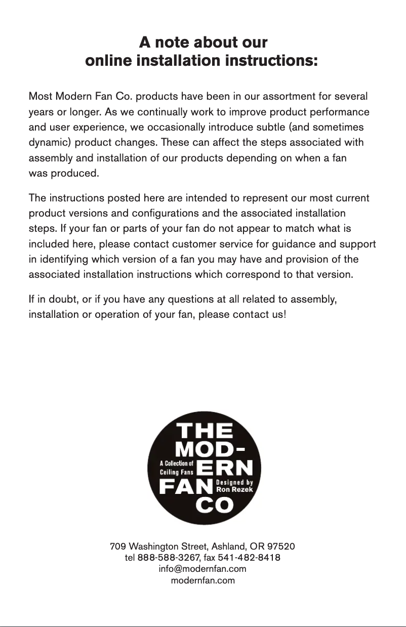 Página 1 del manual Manual de usuario Modern Fan Co. IC3-BN-NL