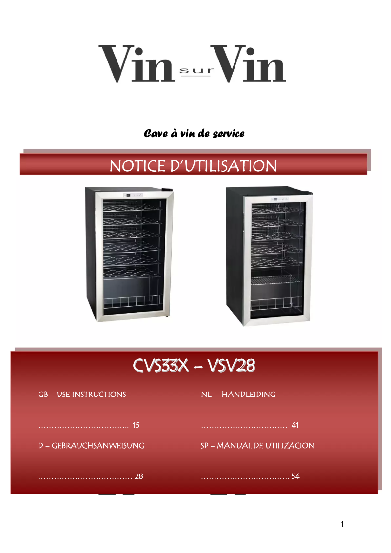 Page n°1 - Manuel utilisateur Climadiff CVS33X