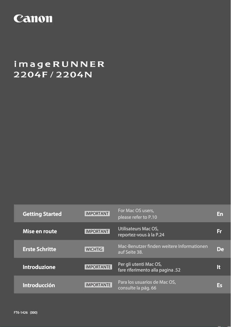 Page 1 de la notice Manuel utilisateur Canon imageRUNNER 2204N