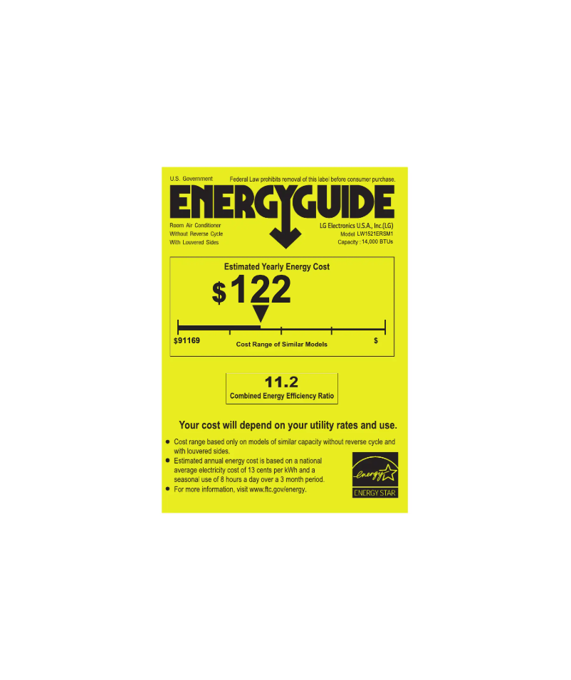 Page 1 de la notice Label énergétique LG LW1521ERSM1