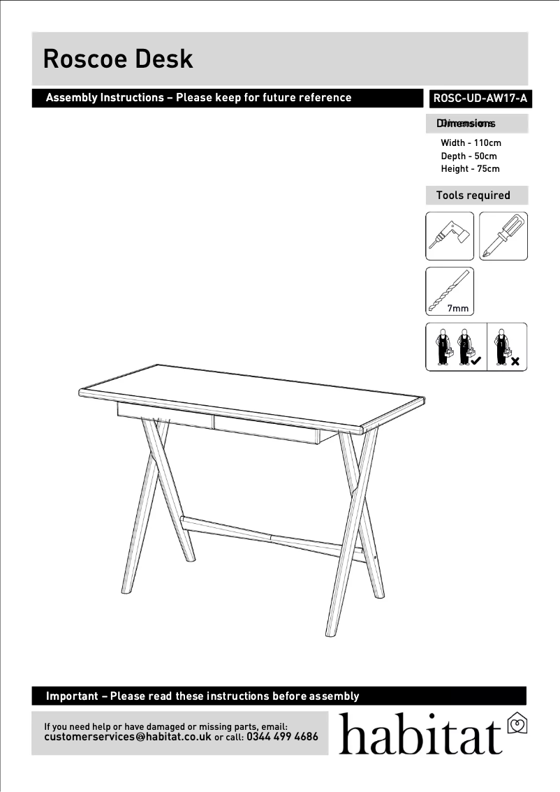 Page 1 de la notice Manuel utilisateur Habitat Roscoe