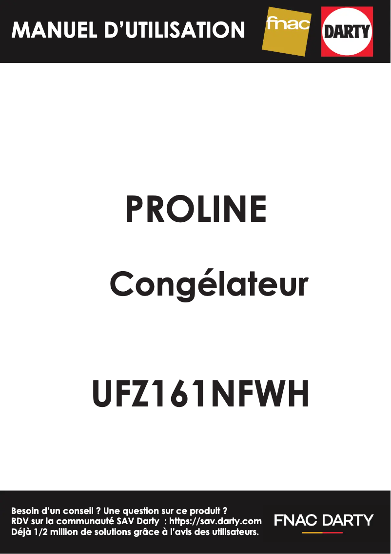 Page 1 de la notice Manuel utilisateur Proline UFZ161NFWH