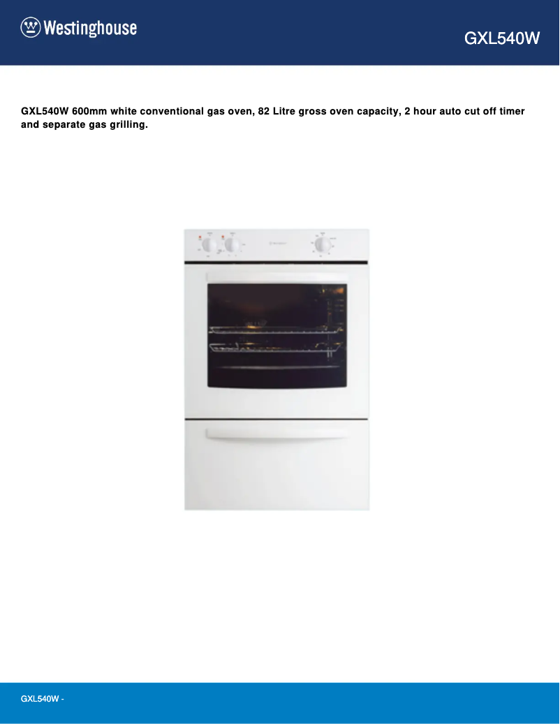 Page n°1 - Manuel utilisateur Westinghouse GXL540W