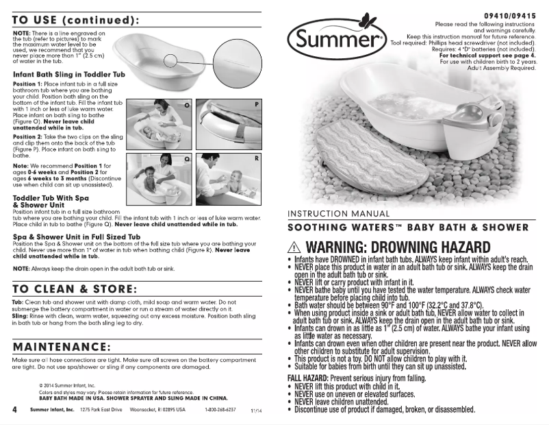 Page 1 of the manual User Manual Summer Soothing Waters 09415