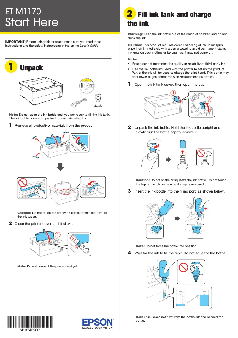 Página 1 del manual Guía de inicio rápido Epson EcoTank ET-M1170