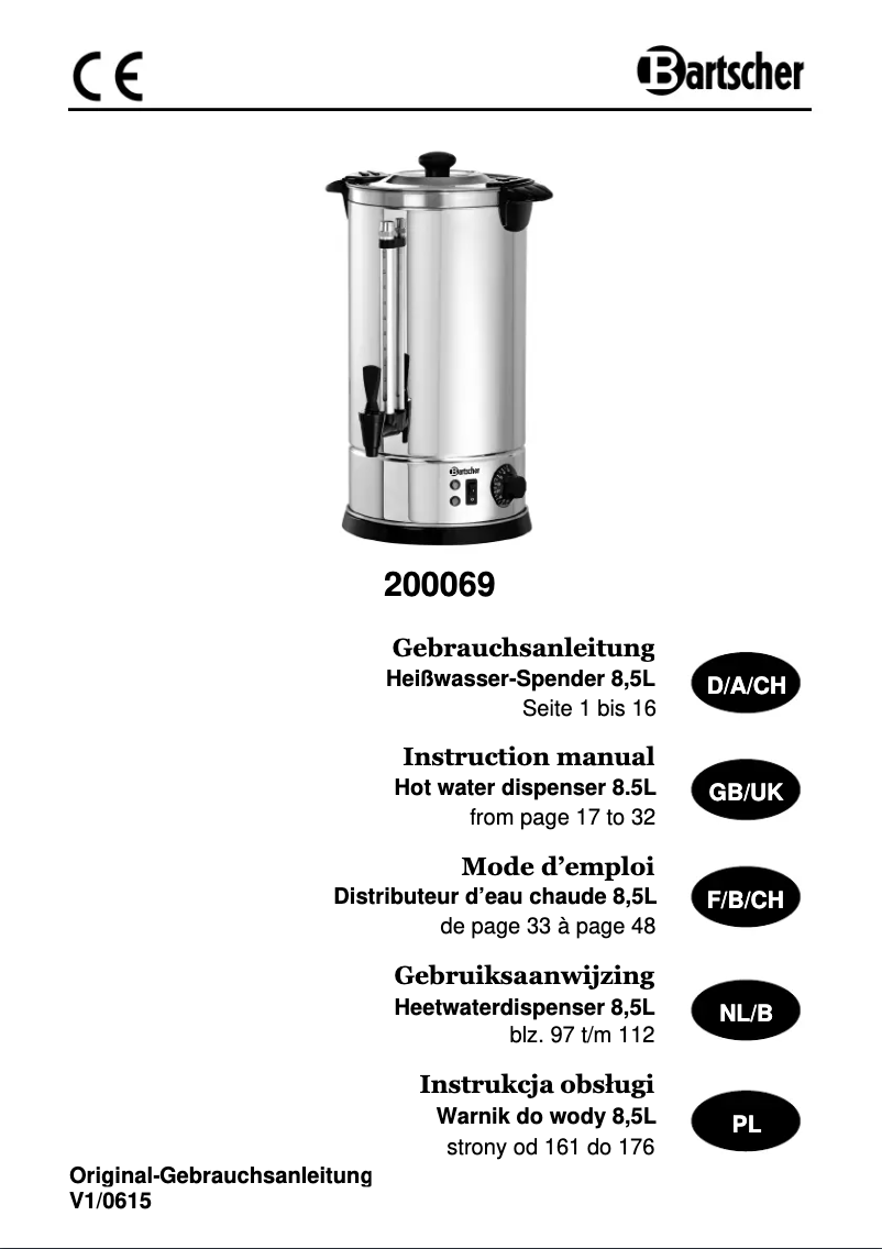 Página 1 del manual Manual de usuario Bartscher 200069