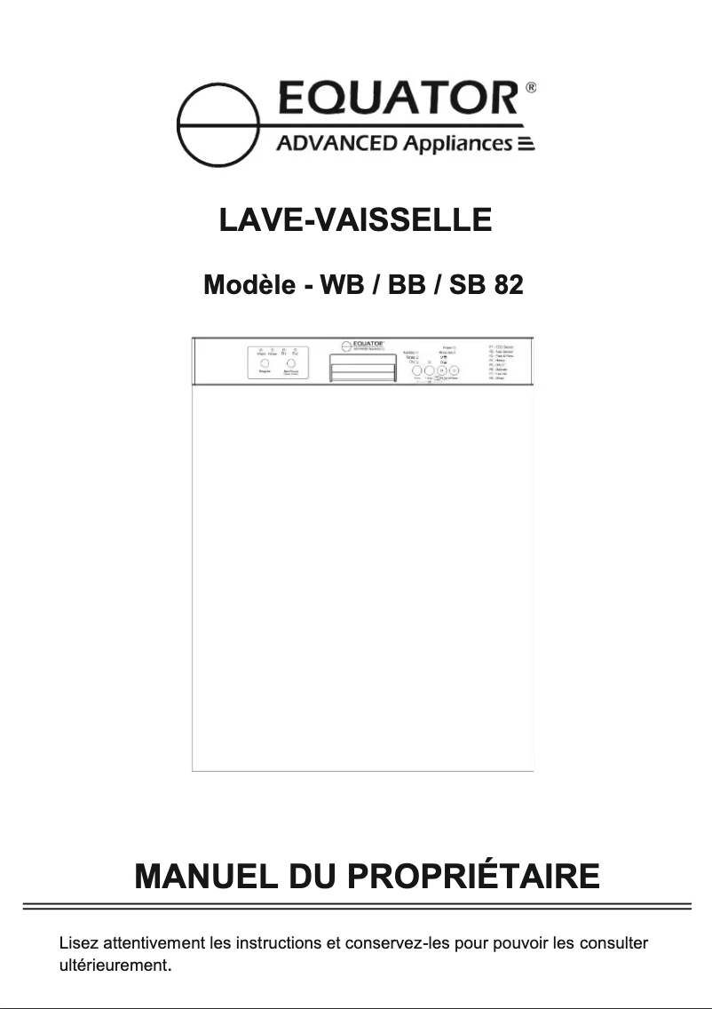 Page 1 de la notice Manuel utilisateur Equator BB 82