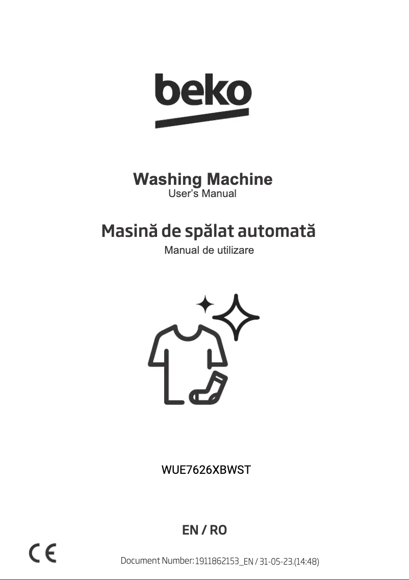 Page 1 de la notice Manuel utilisateur Beko WUE7626XBWST