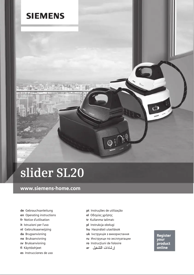 Page 1 de la notice Manuel d'utilisation et d'entretien Siemens Slider SL20 TS203100X