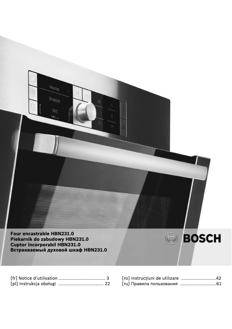 Page 1 de la notice Manuel utilisateur Bosch HBN231E0