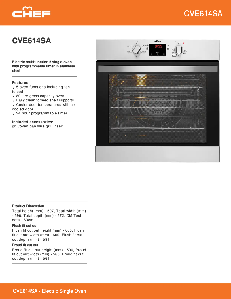 Página 1 del manual Ficha técnica Chef CVE614SA