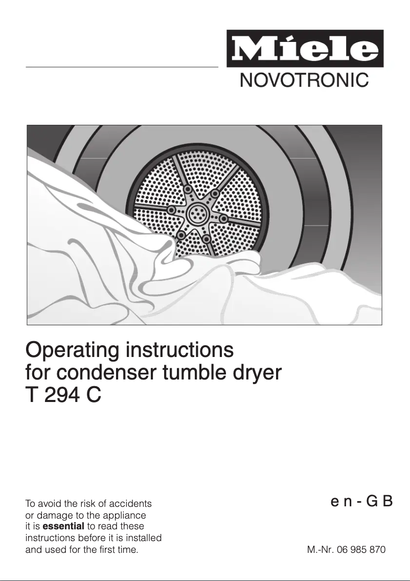 Page n°1 - Manuel utilisateur Miele T 294 C