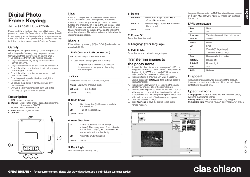 Página 1 del manual Manual de usuario Clas Ohlson KD0154