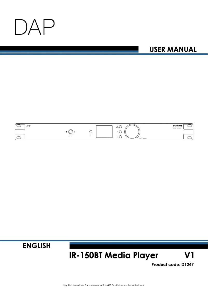 Page n°1 - Manuel utilisateur DAP-Audio IR-150BT